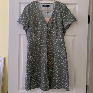 Green and White Dress